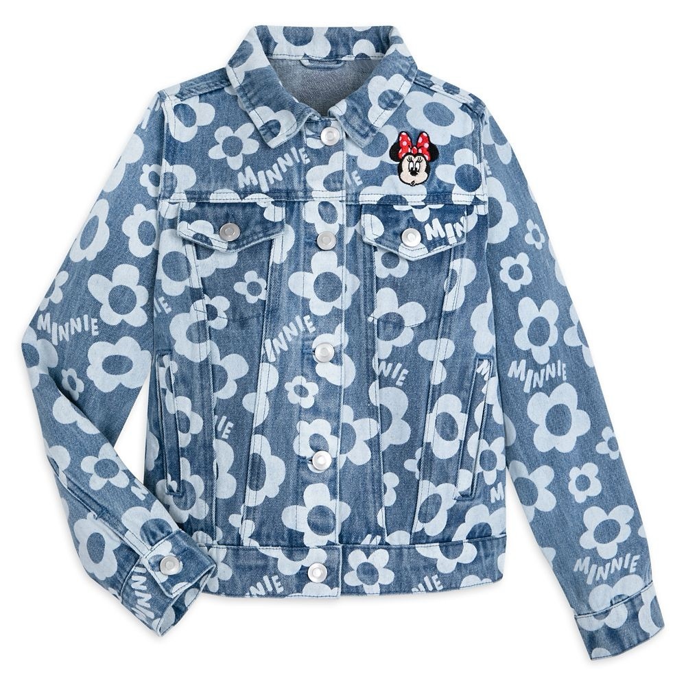 Disney Store Girls Minnie Mouse Floral Denim Jacket Size Small 5/6